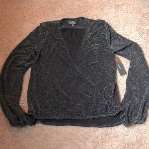 NWT black with silver sparkle LuLus bubble hem